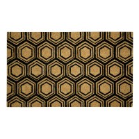 Hexagon Black Natural Coir 22X36 Door Mat