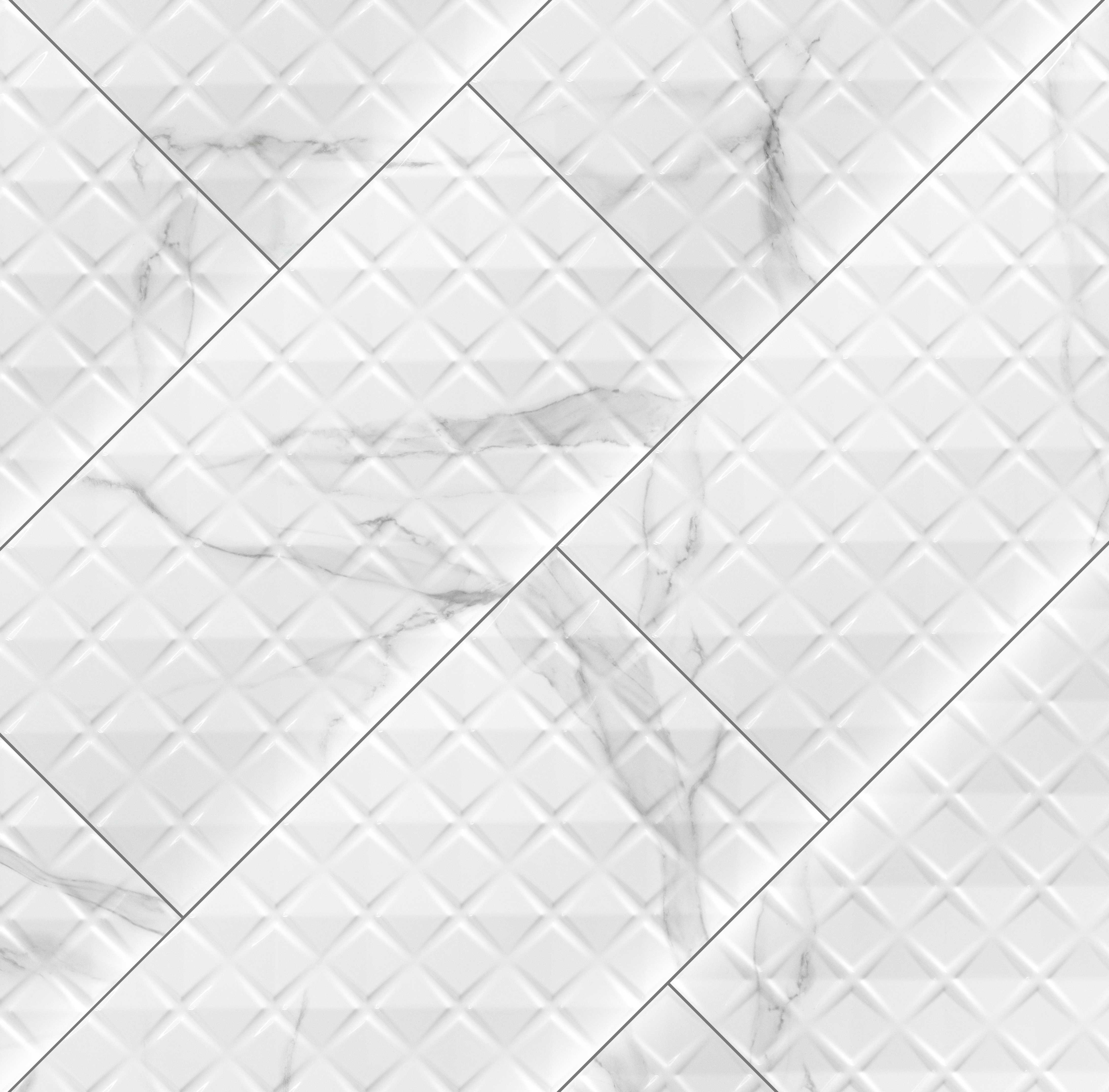 Dymo Statuary Chex White 12X24 Glossy Ceramic Tile-3