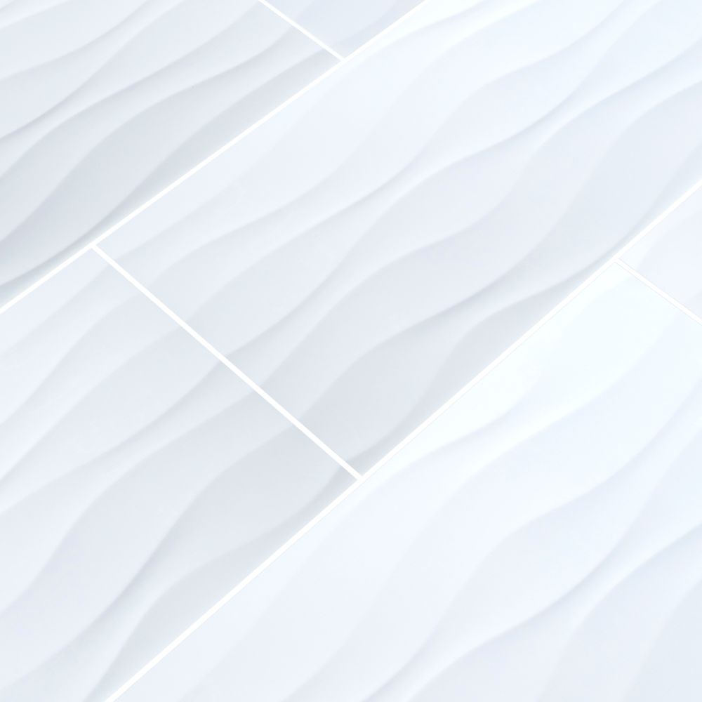 Dymo Wavy White 12X24 Glossy Ceramic Tile