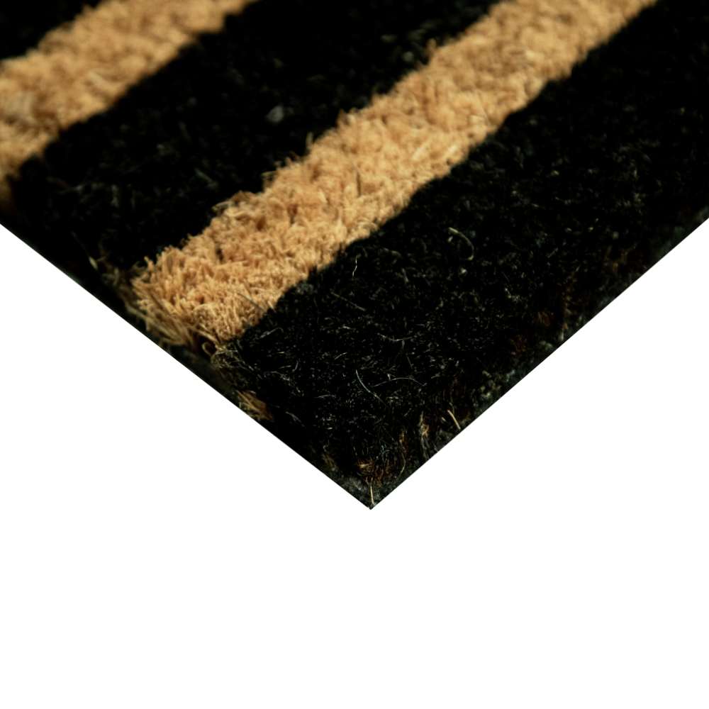 Stripe Home Black Natural Coir 22X36 Door Mat